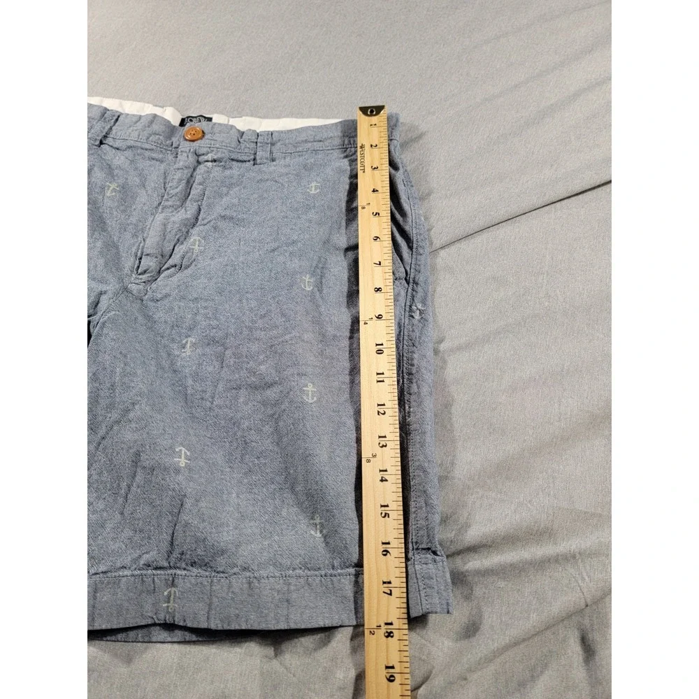 J. Crew Gramercy Shorts Mens 34 Blue Anchor‎ Chino Preppy Sailing Beach Casual